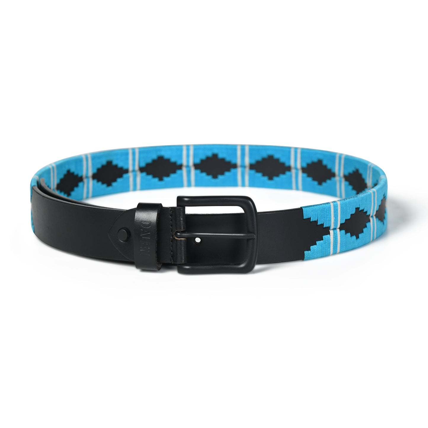 Black Polo Leather Belt with Black Buckle & Contrast Stitching front photo