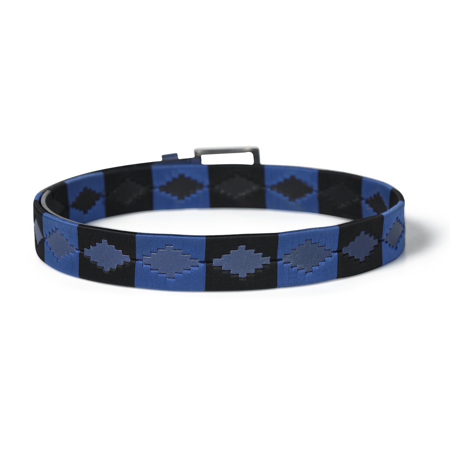 Handcrafted Blue Polo Leather Belt Back Photo