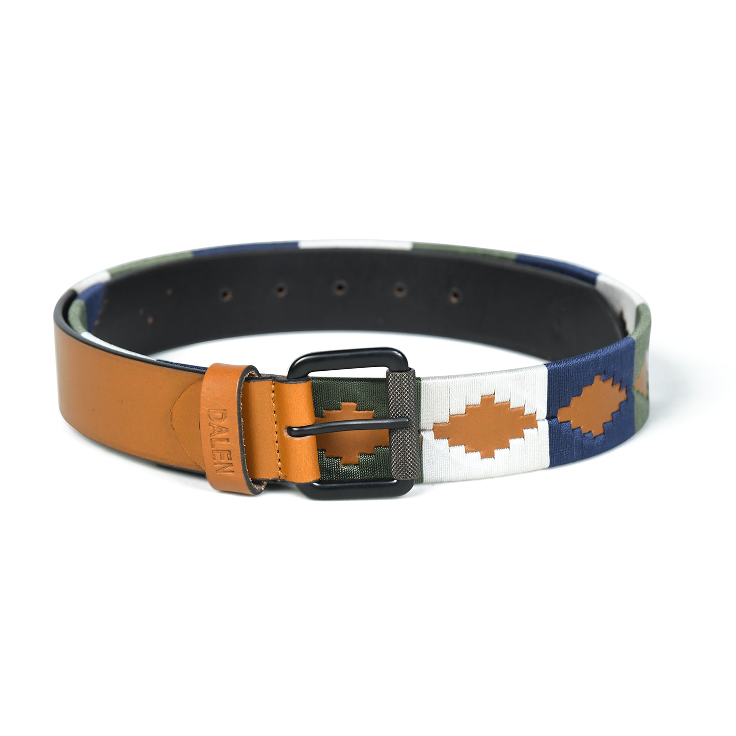 Sierra-Tan Polo Leather Belt with Multicolour Stitching & Black Buckle