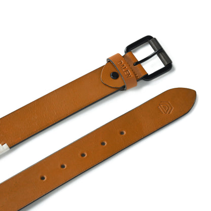 Sierra-Tan Polo Leather Belt with Multicolour Stitching & Black Buckle