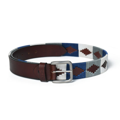 Frost - Handcrafted Brown Polo Leather Belt with Blue Stitching – Made in India