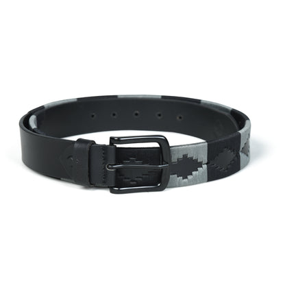 Eclipse-Black Polo Leather Belt with Black Stitching & Black Buckle
