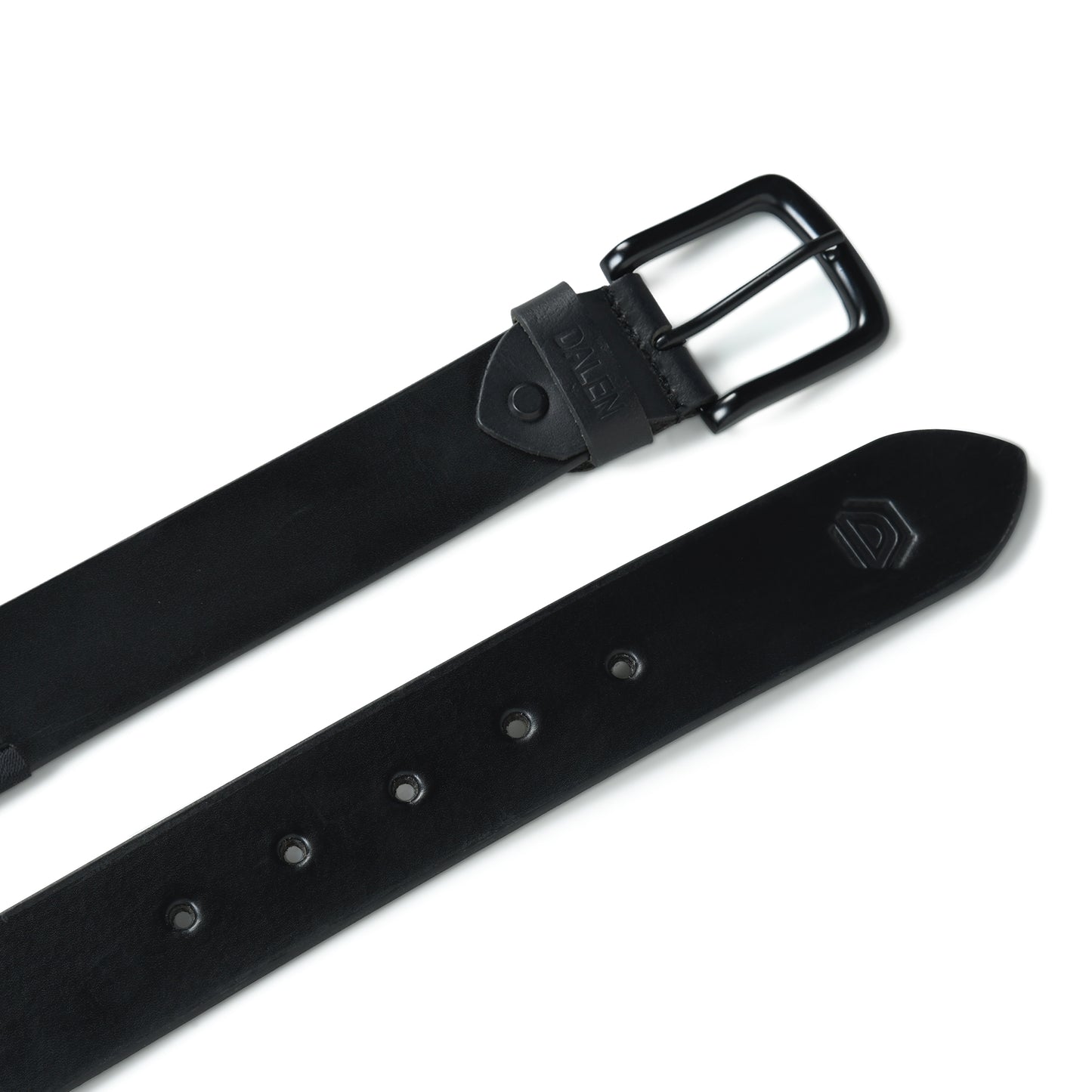 Eclipse-Black Polo Leather Belt with Black Stitching & Black Buckle
