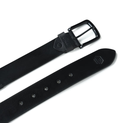 Eclipse-Black Polo Leather Belt with Black Stitching & Black Buckle