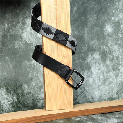 Eclipse-Black Polo Leather Belt with Black Stitching & Black Buckle