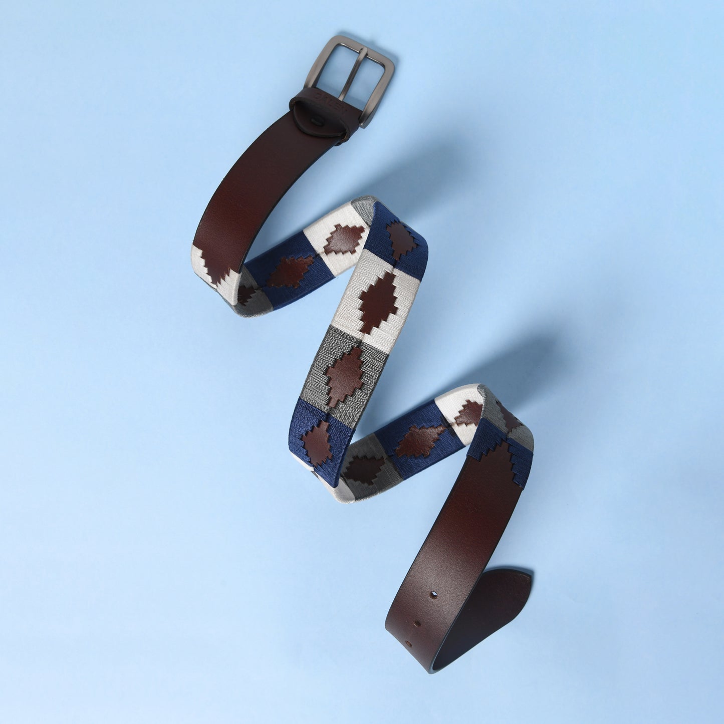 Frost - Handcrafted Brown Polo Leather Belt with Blue Stitching – Made in India