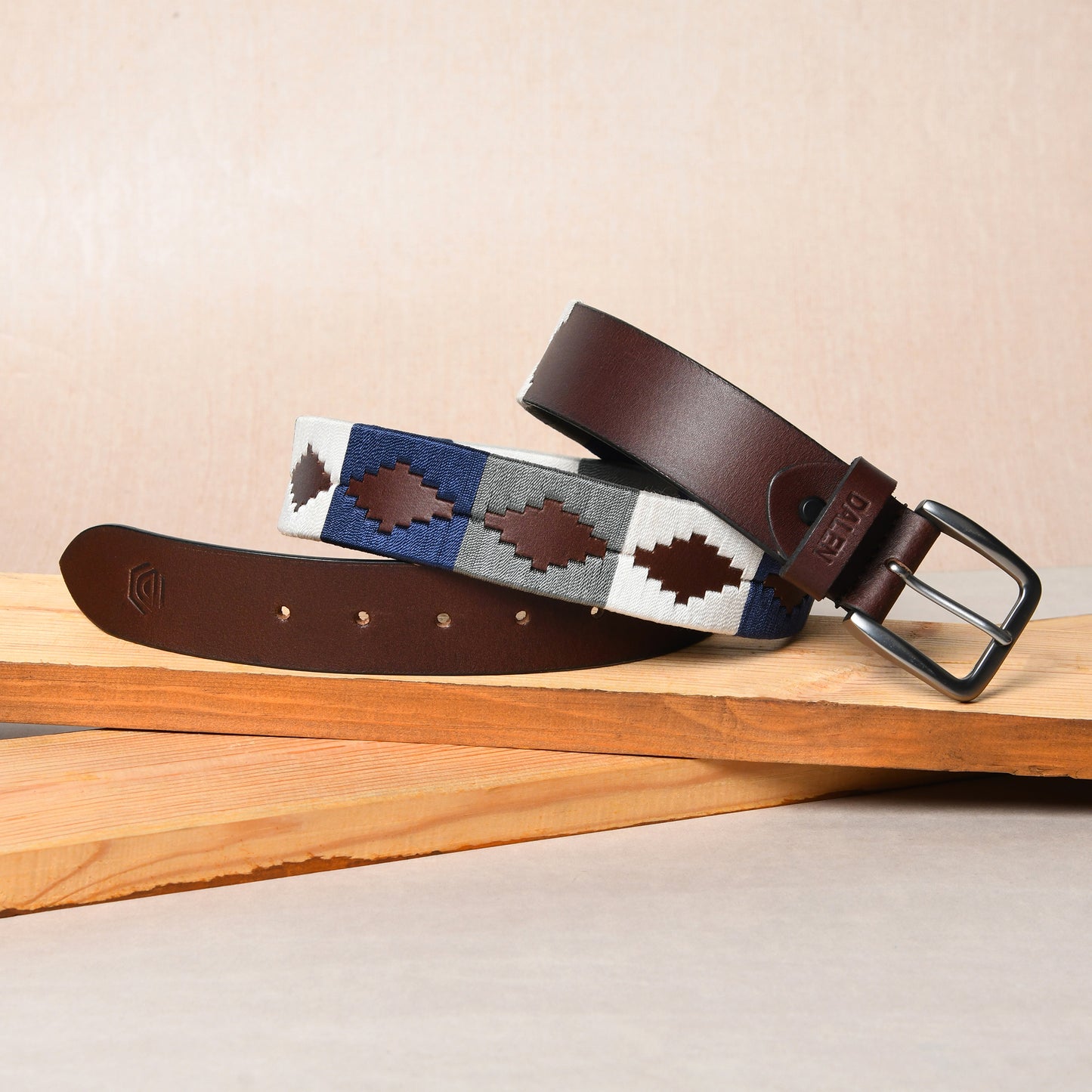 Frost - Handcrafted Brown Polo Leather Belt with Blue Stitching – Made in India