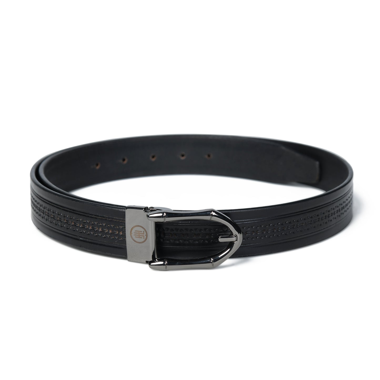 Designer  Casual Black Leather Belt with Black-Silver Buckle