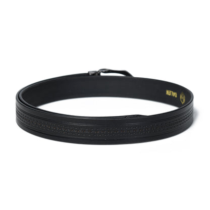 Designer  Casual Black Leather Belt with Black-Silver Buckle