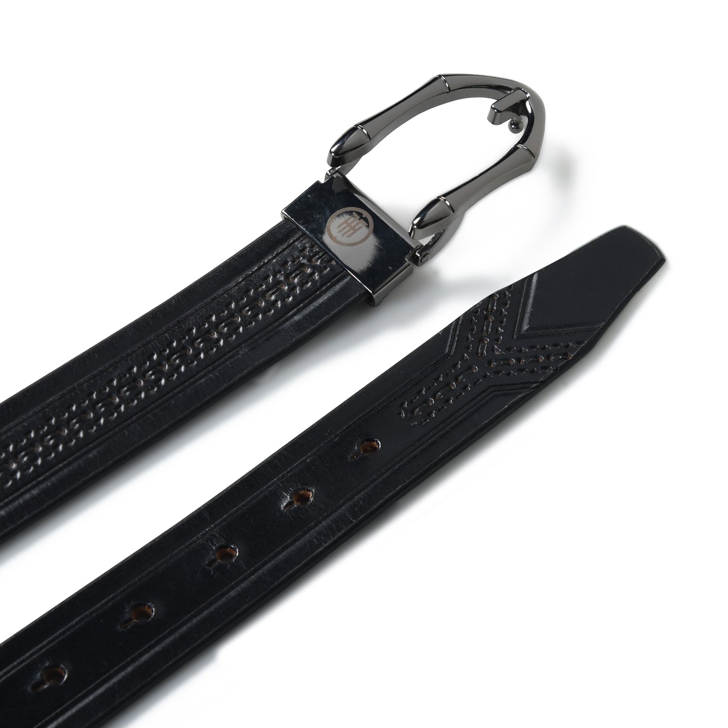 Designer  Casual Black Leather Belt with Black-Silver Buckle