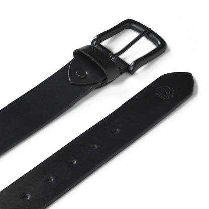 Nova-Black Polo Leather Belt – Black Buckle, Light Blue & Green Stitching