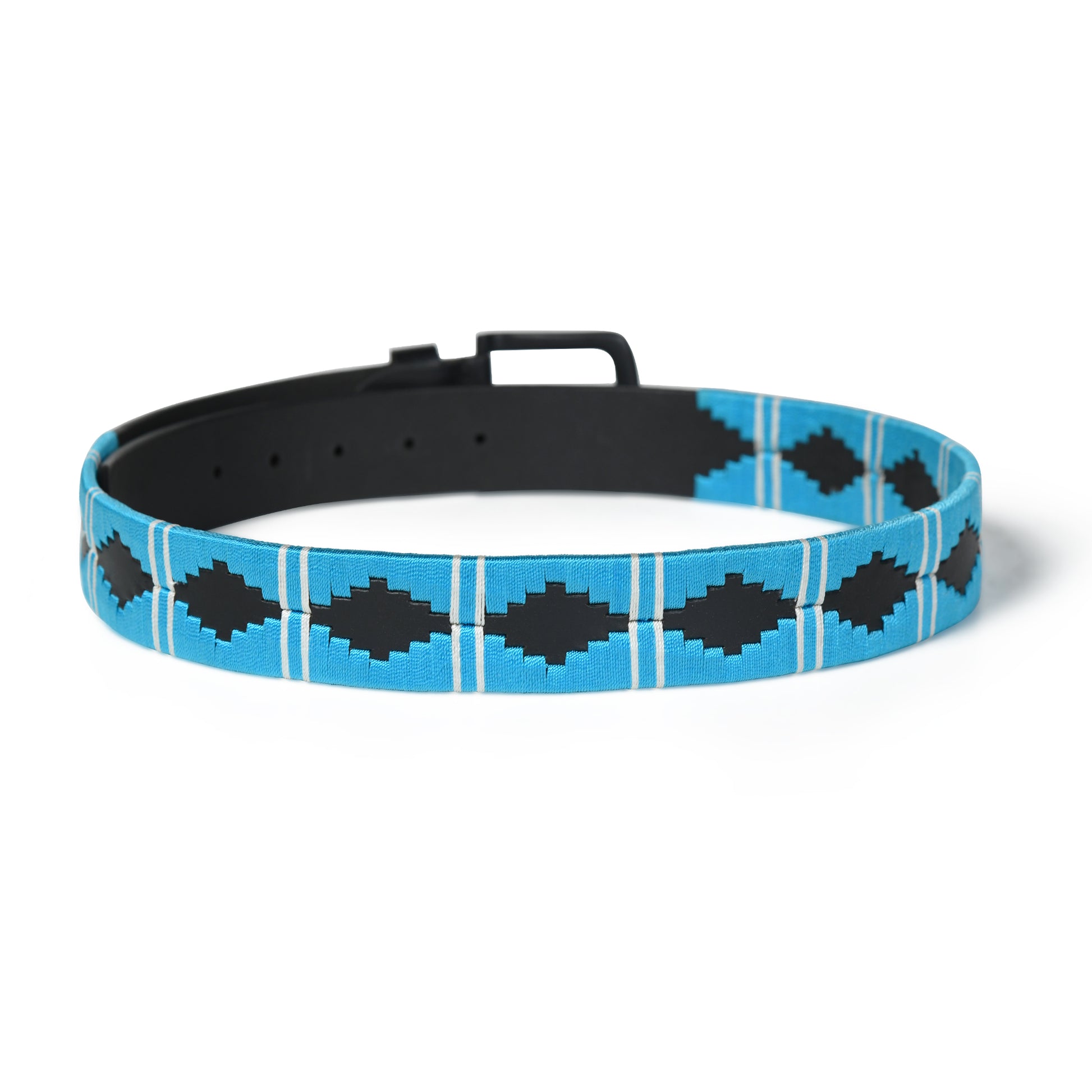 Black Polo Leather Belt with Black Buckle & Contrast Stitching back photo