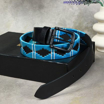 Black Polo Leather Belt with Black Buckle & Contrast Stitching creative photo