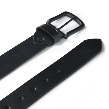 Black Polo Leather Belt with Black Buckle & Contrast Stitching zoom photo