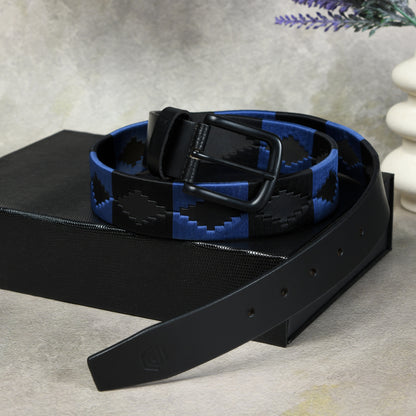 Handcrafted Black Polo Leather Belt Studio Photo