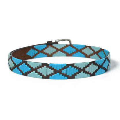 Handcrafted Brown Polo Leather Belt with Blue Stitching – Made in India back photo