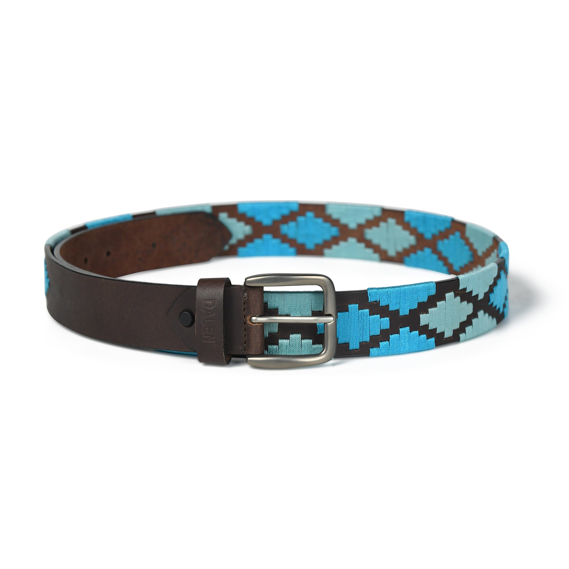 Handcrafted Brown Polo Leather Belt with Blue Stitching – Made in India front photo