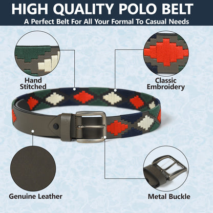 Handcrafted Grey Polo Leather Belt – Made in India Graphic photo