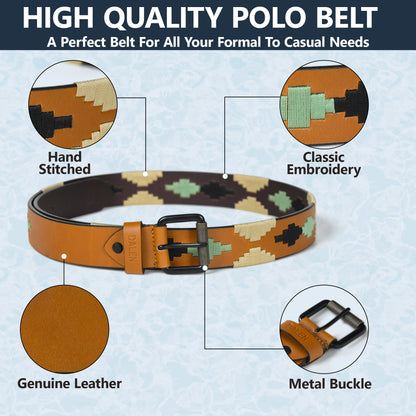Handcrafted Tan Polo Leather Belt – Made in India Graphic photo