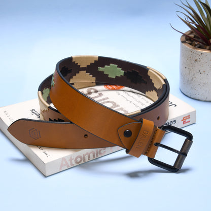 Handcrafted Tan Polo Leather Belt – Made in India Studio Photo